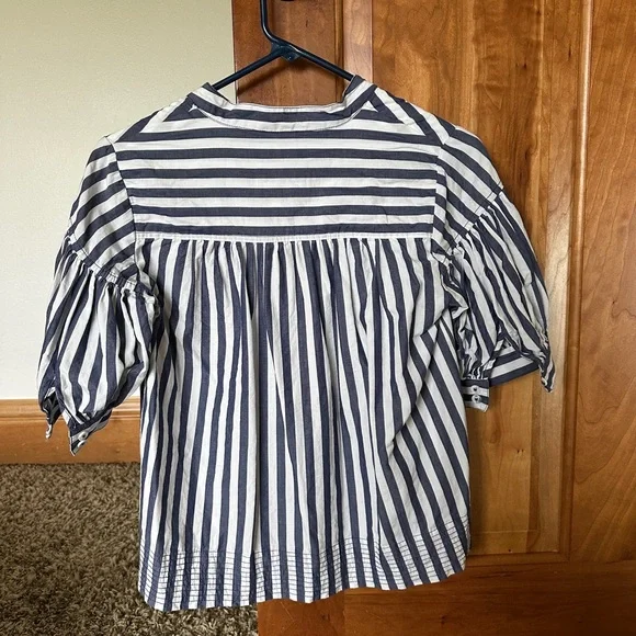 Anthropologie Navy and White Striped Blouse - Picture 2 of 5